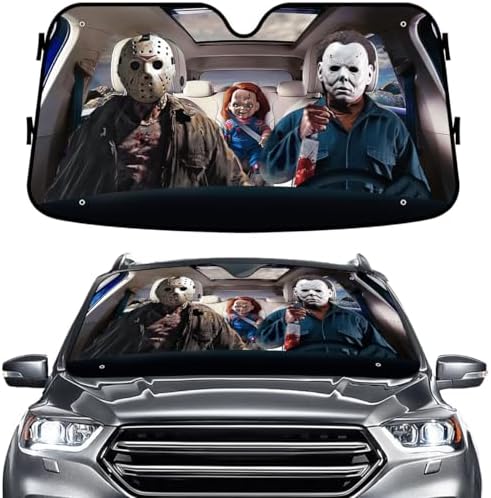 GENANY Masked Horror Collage Windshield Sun Shade 55 x 30 Inch by GENANY