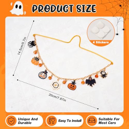 Rislobx Witch Hat Spider Web Car Charm, Halloween Mirror Hanging Ornament - Image 3