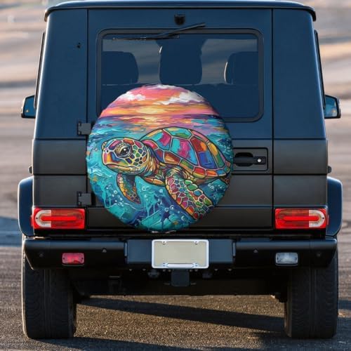 Colorful Sea Turtle Spare Tire Cover 14 Inch - Image 3