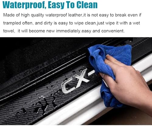 LEXLEY for Mazda 2013-2026 CX-5 Carbon Fiber Style Leather Door Sill Protector - Image 4