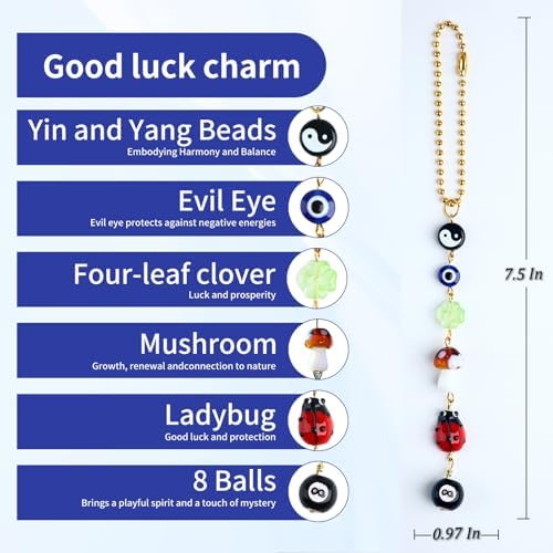Car Rear View Mirror Accessories Mushroom Car Hanging Ornament, Evil Eye Witchy - Image 4