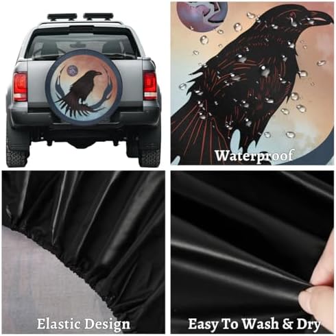 Spare Tire Cover for RV Trailer, Crow Pattern Tire Covers Universal Fit for - Image 4