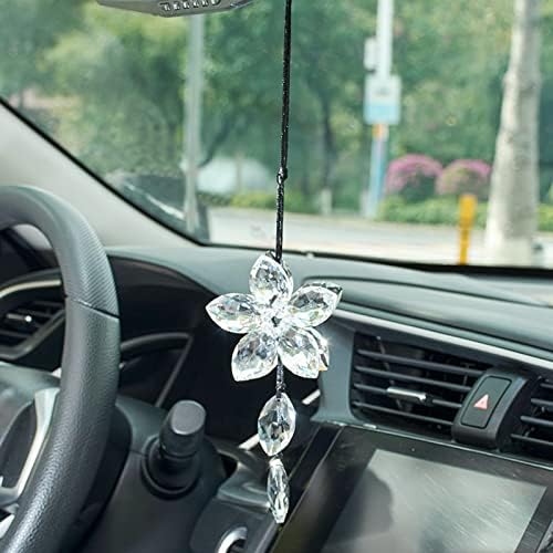 Crystal Flower Rear View Mirror Pendant Car Hanging Ornament Lucky Accessory by ATMOMO