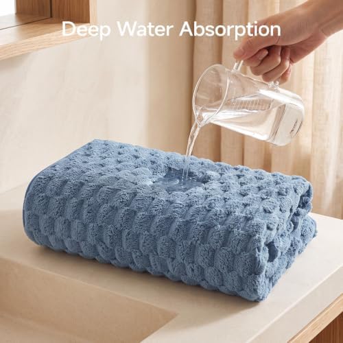 REDKISS Blue Gray Microfiber Bath Towels Large, Super Absorbent - Image 5