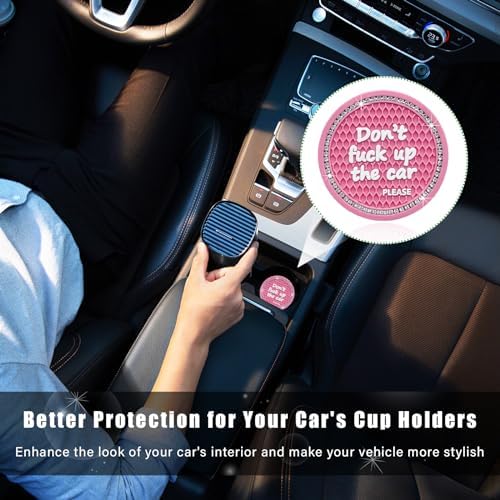 Ziciner 2 Pack Bling Car Cup Holder Coaster, 2.75 Inch Anti-Slip Auto Insert - Image 4
