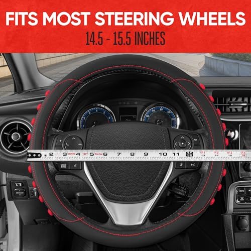 Motor Trend FlexGrip Red Steering Wheel Cover - Image 5