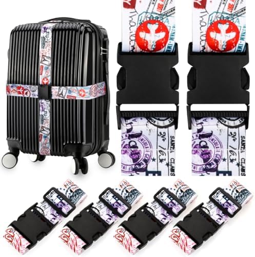 4 Pack Luggage Straps for Suitcases Adjustable Luggage Belt Suitcase Strap by Gutsdoor