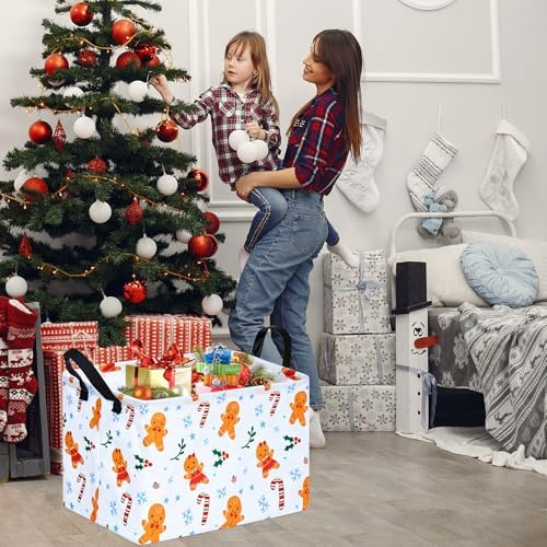 MAIZMZ Christmas Basket for Kids Gingerbread Santa Claus Snowman Storage - Image 2