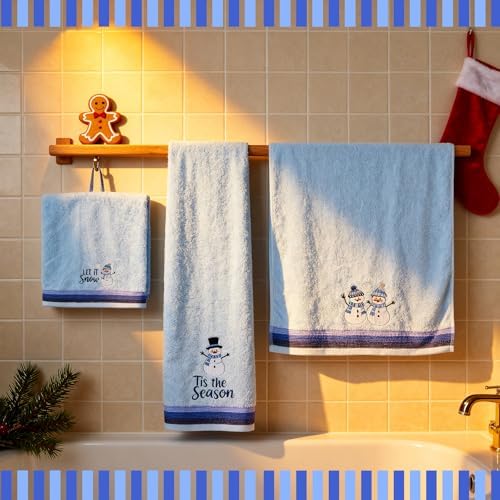 Peryiter 3 Pack Snowman Decorative Bath Towel Set - Image 4