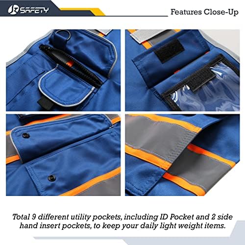 JKSafety Safety Vest for Men Women Reflective Hi Vis JK901 Blue XL - Image 4