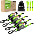 Retractable Ratchet Straps 4-Pack, 1” x 10ft Heavy Duty Straps by JUUMLL