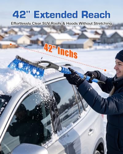 42.5 Inch Blue Snow Brush and Ice Scraper - Image 2
