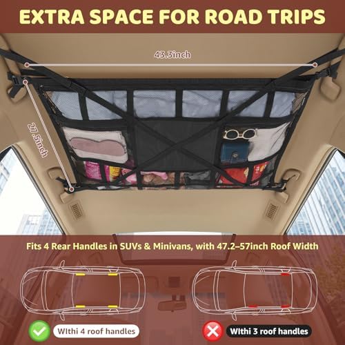 Extra Large Car Ceiling Cargo Net 43.3×27.5 Inch - Image 2