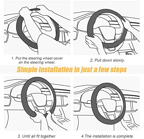 Moly Magnolia 15 Inch Car Steering Wheel Cover, Carbon Blue - Image 5