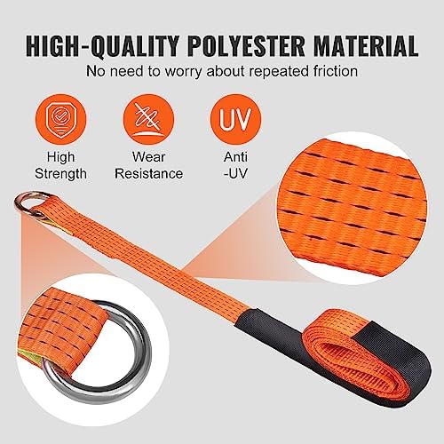 VEVOR Car Tie Down with Chain Anchors, Lasso Style 2"×120" Tire Straps - Image 3