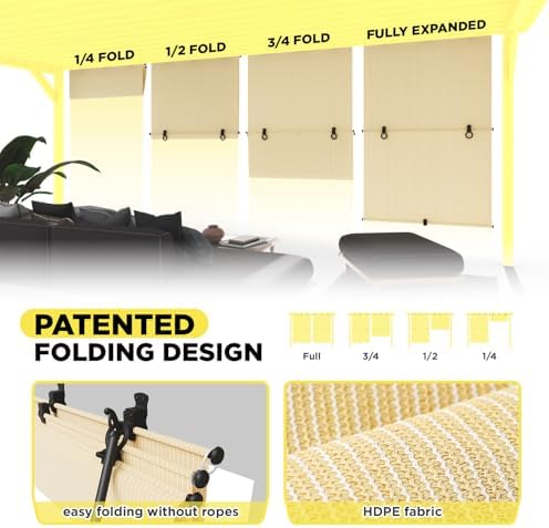 Outdoor Roller Shade 7'W x 6.5'H Cordless Shades Roll Up, Folding Exterior - Image 2