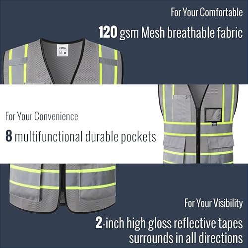 JKSafety Safety Vest for men women Hi Vis Vest - Image 4