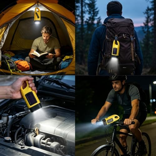2Pcs Hand Crank Solar Powered Flashlight, Emergency Rechargeable - Image 4
