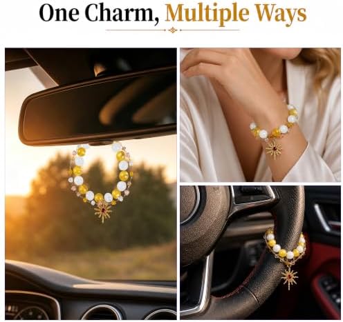 Steering Wheel Rosary, Sun Rosary Rear View Mirror Charm Crystal Decor - Image 7