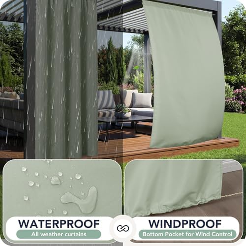 Outdoor Curtains for Patio Waterproof, 8 Panels, Rod Pocket - Image 2