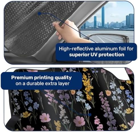GENANY Floral Windshield Sun Shade 55 x 30 Inch - Image 4
