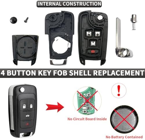 2 Pack Flip Key Fob Case Shell Replacement 4 Button - Image 3