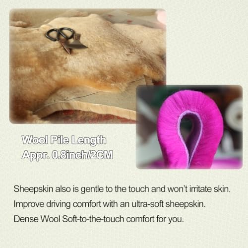 AOGELAN 2 Pack Fluffy Fuzzy Genuine Sheepskin Car Seat Belt Cover Pad, Seatbelt - Image 5
