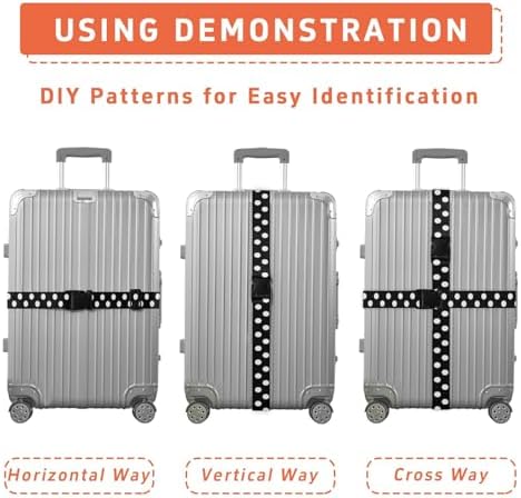 Black Polka Dots Luggage Straps - Image 4