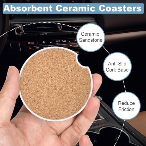 Ceramic Car Cup Holder Coasters Set of 2, 2.56 in Butterfly - Image 4