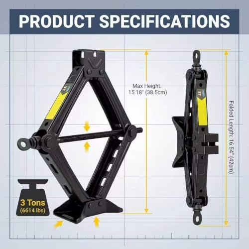3 Ton Scissor Jack Kit, Portable Car Tire Tool Set - Image 2