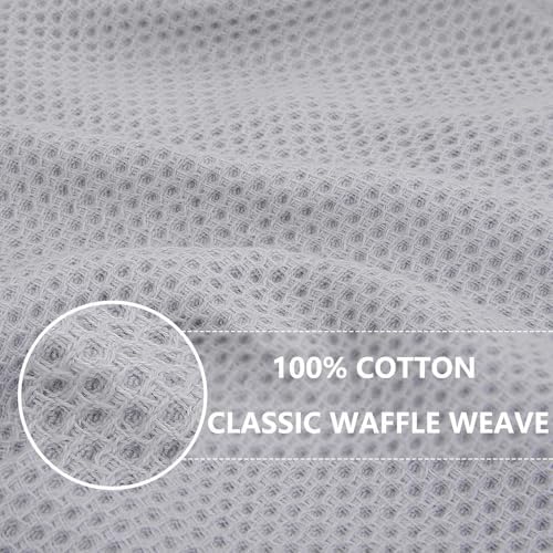 Homaxy 100% Cotton Waffle Weave Kitchen Dish Cloths 18-Pack, Light Gray - Image 2