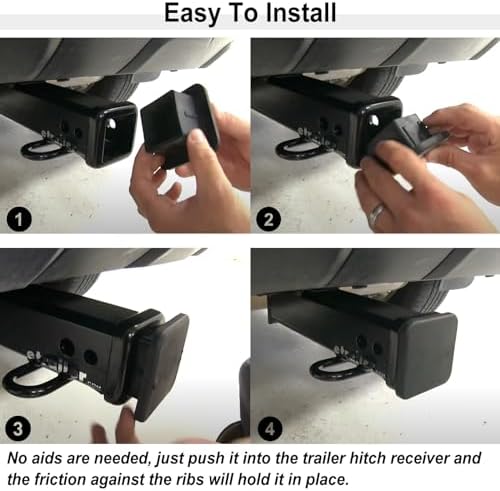 2 Inch Trailer Hitch Cover Black Rubber Tow Receiver Tube Plug Cap Fits - Image 4