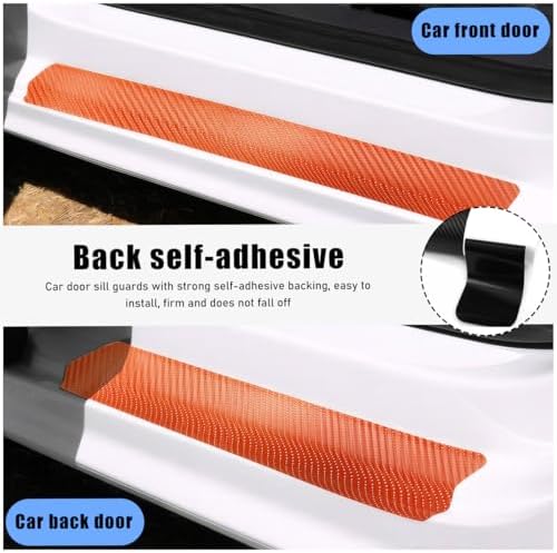 povtii 4 PCS Car Door Sill Protector, Anti-Scratch 3D Carbon Fiber Textured - Image 3
