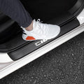 LEXLEY Carbon Fiber Style Leather Door Sill Protector, Scuff Plate Cover Guard by LEXYE
