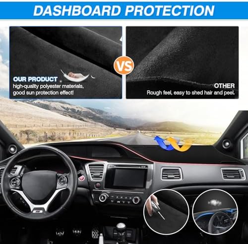 Cartist Black Dash Cover for 2012-2015 Honda Civic Dashboard Cover Mat - Image 5