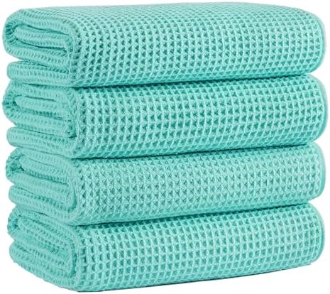 MICROFI Microfiber Waffle Bath Towels, 4 Pieces, Fast Drying, Lint Free 430 GSM by Unknown