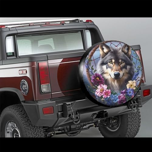 Gray Wolf Dreamcatcher Spare Tire Cover - Image 2