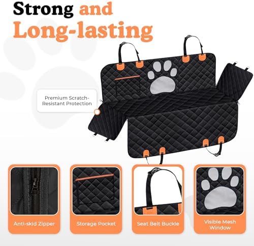 Dog Car Seat Cover For Back Seat, 100% Waterproof Hammock & Back Seat Protector - Image 3