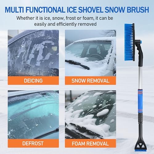 Car Snow Brush Ice Scraper, 32in Extendable, Windshield - Image 3