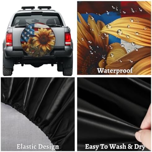 Rv Spare Tire Cover Wheel Sunflower American Flag Tire Covers Wheel Protectors - Image 4