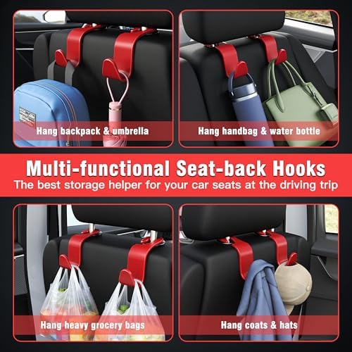 4-Pack Car Headrest Hooks Holds 55lbs Seat Storage Organizer - Image 5
