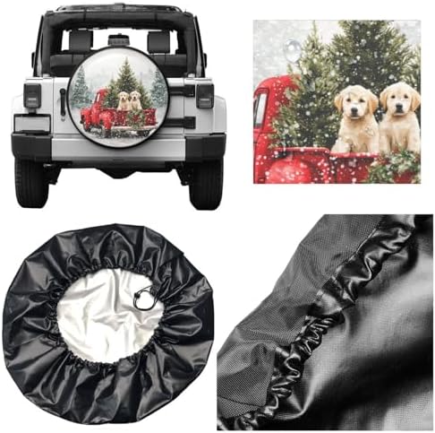 Christmas Red Truck Puppies Spare Tire Cover Universal - Image 5