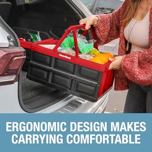 CleverMade Collapsible Shopping Basket, 32L Storage Crate, 1 Pack - Image 6