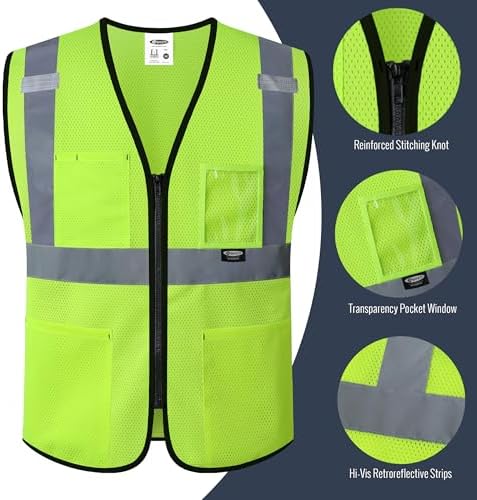 JKSafety Safety Vest for men women Hi Vis Vest - Image 3