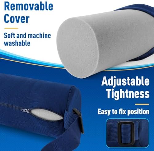 CushZone Memory Foam Lumbar Roll Support Pillow, Large Blue - Image 4