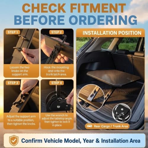 Rear Trunk Table, Foldable Adjustable Tailgate Camping Table - Image 6