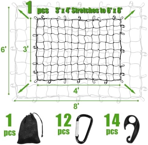 3' x 4' Cargo Net Stretches to 6' x 8', Heavy Duty Cargo Netting - Image 2