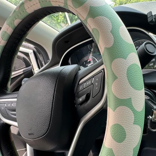 Vintage Groovy Flowers Car Leather Steering Wheel Cover - Image 3