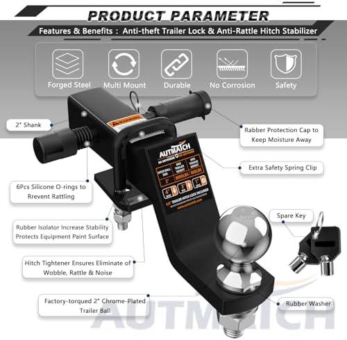 AUTMATCH Trailer Hitch Ball Mount - Image 4