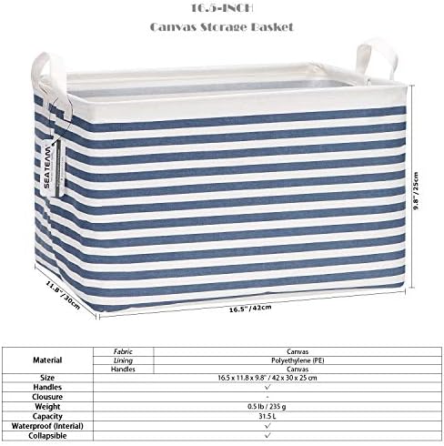 Sea Team Large Rectangle Open-Top Canvas Storage Basket - Image 6